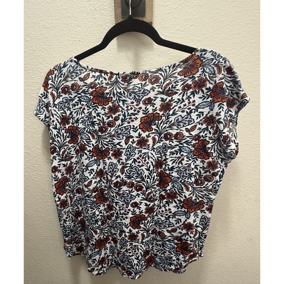 Rachel Zoe Women's Multicolor Floral Top, Large,100% Linen,Cap Sleeve,Scoop Neck - Picture 5 of 6